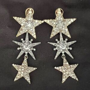 ZARA Broze and Silver Star Dangle Earrings